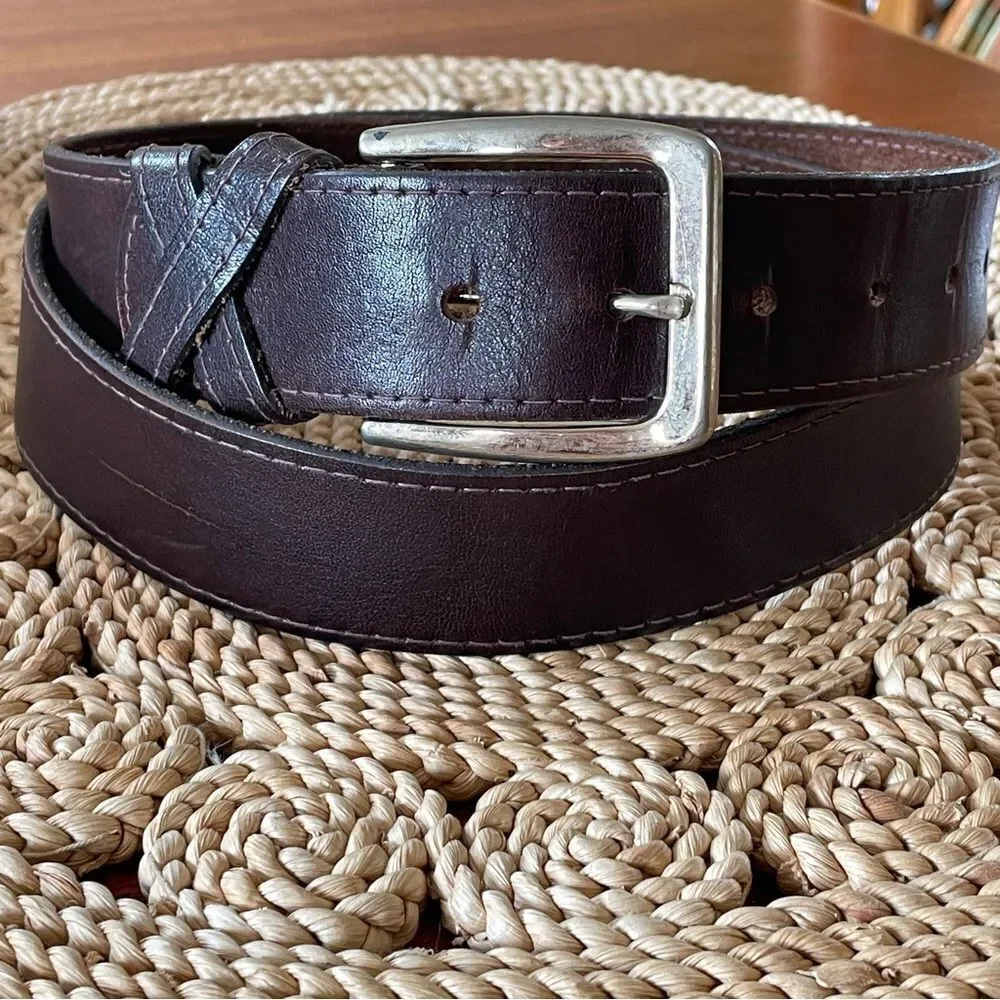 Oxford New York Genuine Cowhide Men's Dark Brown Leather Belt M/L 38-40